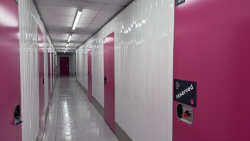 Image of self storage rooms on a corridor