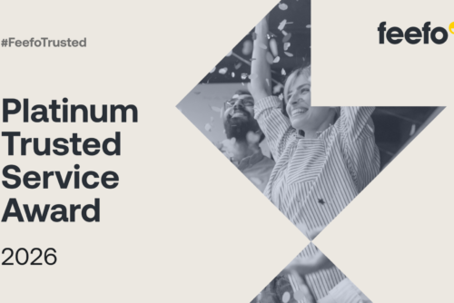 Feefo platinum trusted service award badge given for providing exceptional customer service