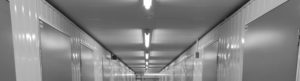 led lights in storage company corridor