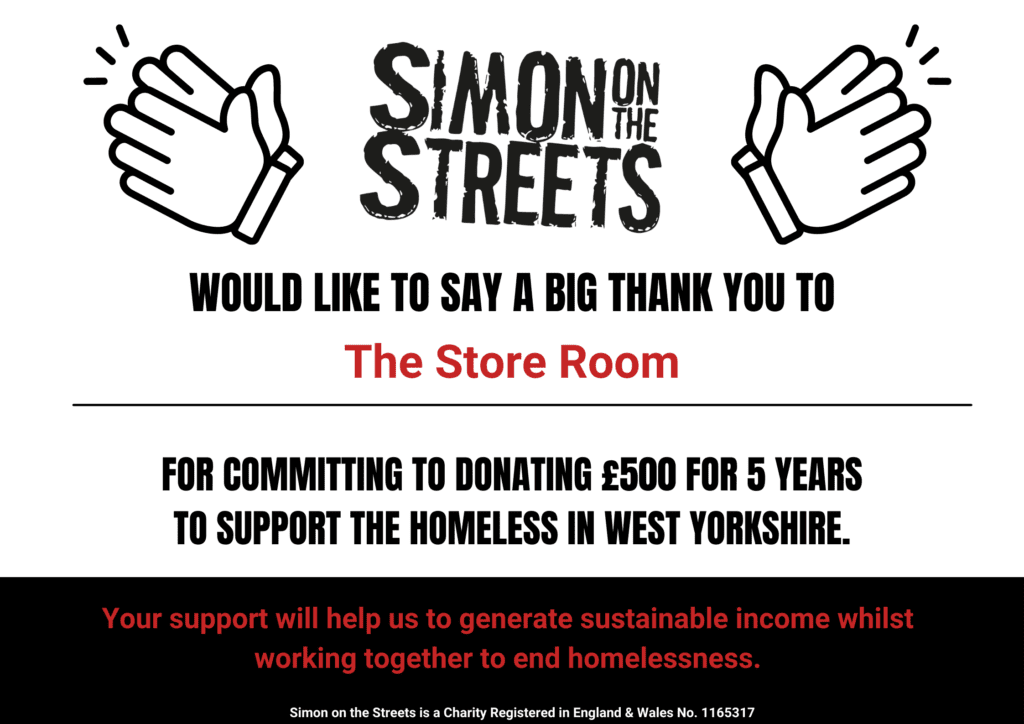 Simon On The Streets Charity Support Certificate
