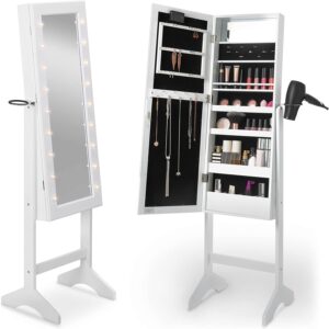 Full length mirror with storage for jewellery inside