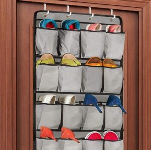 Shoes hanging from the over the door storage holder