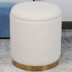 fluffy white storage stool